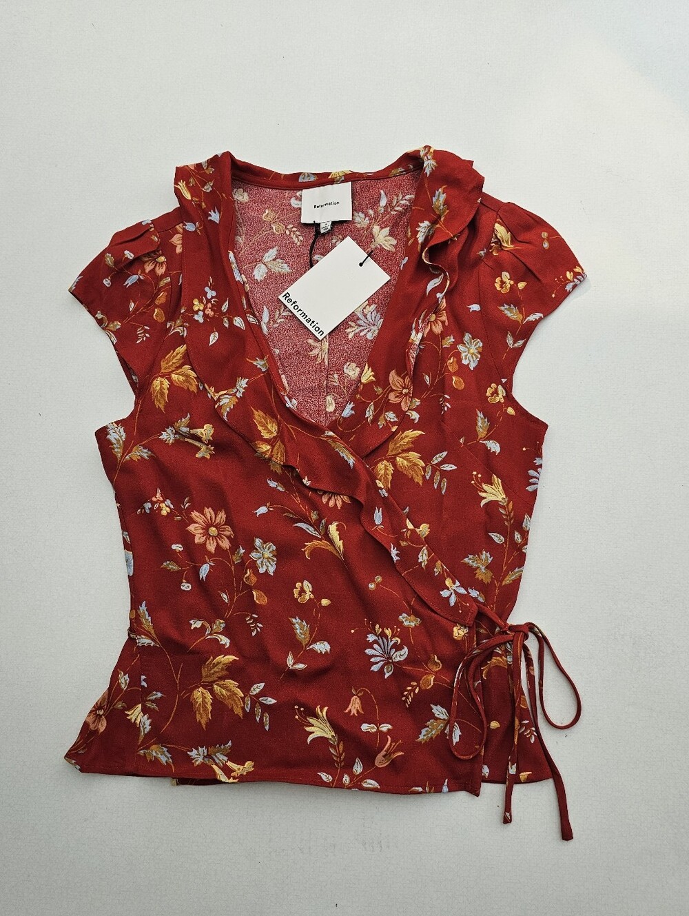 Reformation Clemence Floral Wrap Top Bloise